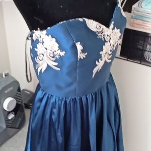 Navy Blue Dress with Gold Embroidery